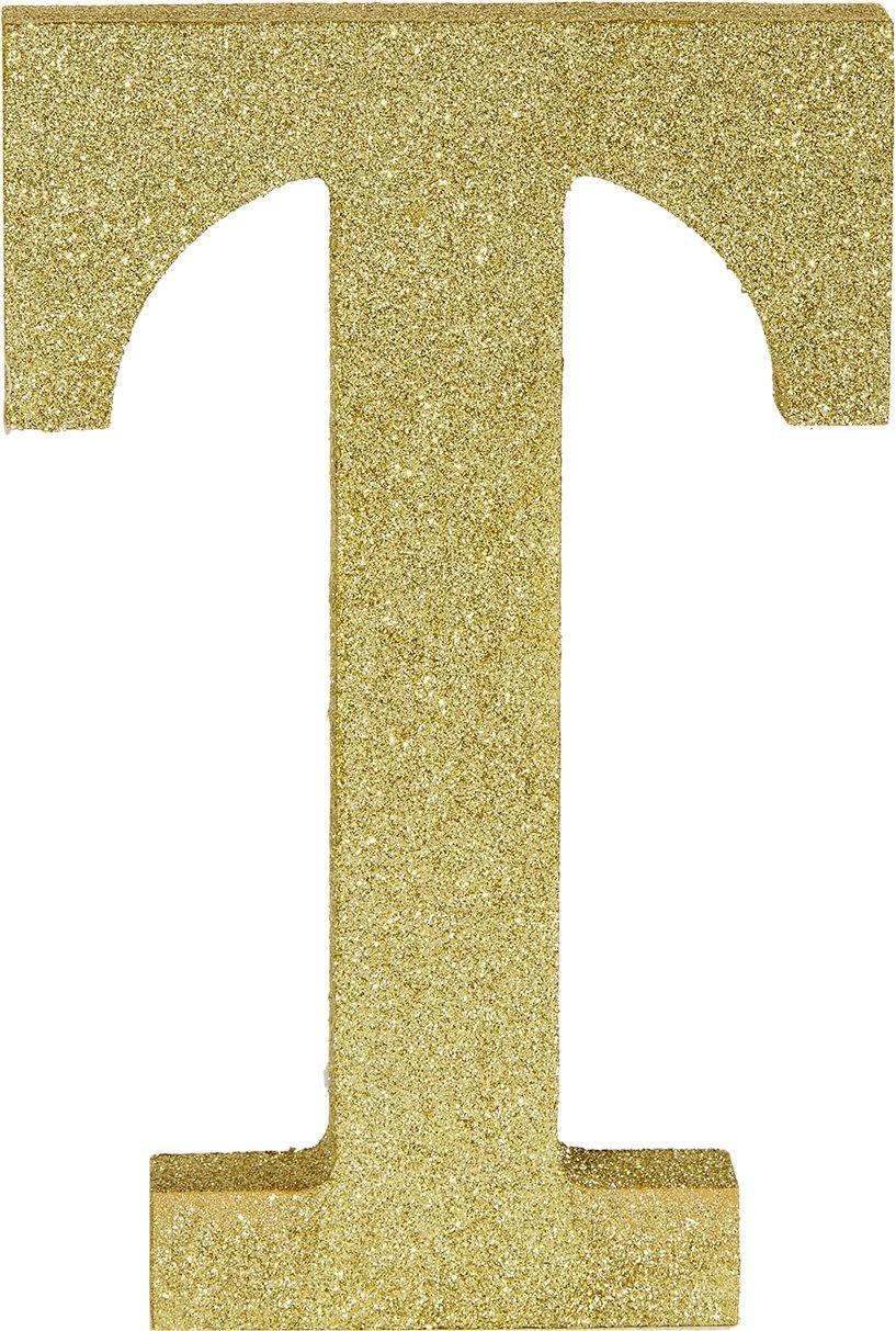 Glitter Gold Letter T Sign 6in X 9in Party City 1805